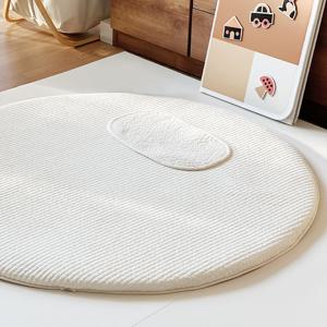 고밀도 누빔 원형 러그 논슬립 신생아 아기놀이매트 커버 3종