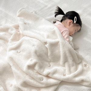 포근 감성 극세사 자수 블랭킷 겨울 담요 아기 이불 3종 (M/L/XL)