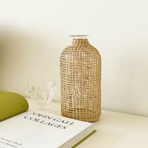 인테리어 라탄 유리 화병 꽃병 G타입