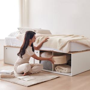 노바 빅 슬라이딩 통큰 수납침대 SS 프레임 화이트