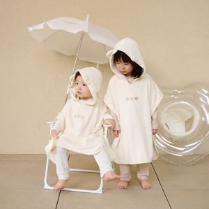 유아 하트 비치 가운 아기 목욕 타올 후드 (S/M/F)