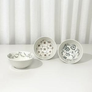 디너볼 16cm 덮밥그릇 우동기 작은면기 꽃 레터링 일본 그릇