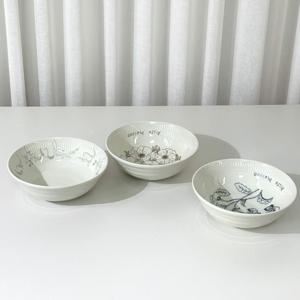 서빙볼 21cm 면기(대) 꽃 레터링 일본 그릇