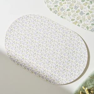 L 꽃바람둥둥 타원 방수 식탁매트 퍼플