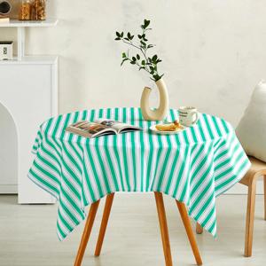 생활방수 정사각형 테이블보 그린스트라이프 120x120