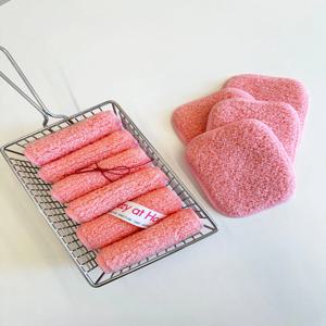 핑크사각 아크릴 주방수세미 일본제 부드러운 설거지 잔기스 없이 양면사용
