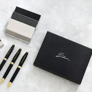 각인 명함케이스 & 금장 볼펜 세트 카드 지갑 남자 여자 이니셜 취업 졸업 선물