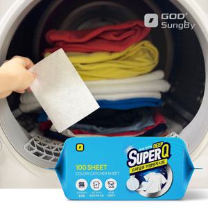 슈퍼딥큐 이염방지시트 100매 미세먼지제거 물빠짐 방지 세탁티슈 흰색옷이염 물빠짐방지제