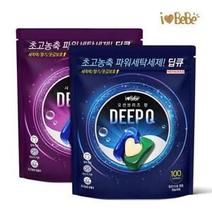 딥큐 3in1 오션브리즈 100개+샤르망부케 100개 캡슐세제 실내건조 고농축 대용량