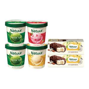 나뚜루 파인트 녹차x2개+바닐라x1개+딸기x1개+나뚜루 바닐라아몬드바x2개