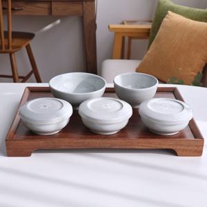 꽃 고백자 국산 도자기 뚜껑 1인 식기세트 A 5p