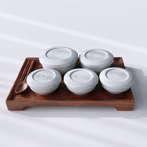 꽃 고백자 국산 도자기 뚜껑 1인 식기세트 B 5p