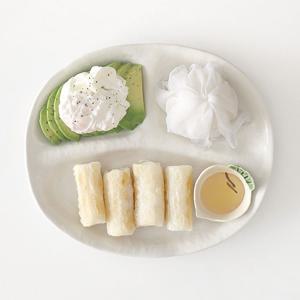 굿모닝 화이트 도자기 식판