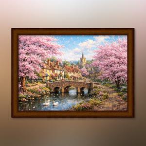 봄이 찾아온 벚꽃 마을 직소퍼즐 액자세트 1000피스