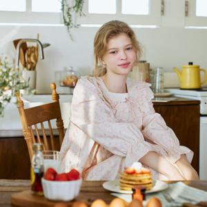 쥬엘리 긴팔 원피스 라이트핑크 (40수)