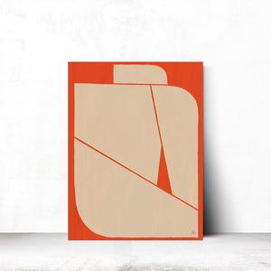 북유럽 디자인 추상화액자 거실 갤러리월 캔버스그림 오렌지박스  21x26cm