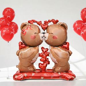 곰돌이 러브 입체 풍선 3D 커플 하트 풍선 파티 장식