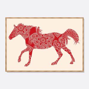 2026년 병오년 말띠 풍수 동물 그림 포스터 인테리어 액자 붉은말 Mandala BGRD