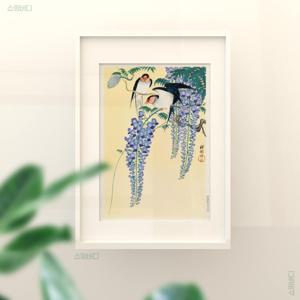 제비 그림 등나무 그림 오하로코손 일본 민화 액자 동양화 빈티지 인테리어 포스터 개업선물