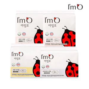 아임오 유기농 순면 생리대 중형 14Px2팩+대형 10P+오버나이트 6P(총 44P)