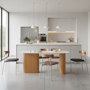 템바보드 네추럴 ARIA 아리아 라운드 세라믹 4인/6인/8인 식탁 테이블 노르딕체어