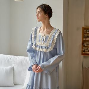 리카 긴팔 원피스 스카이 (40수)