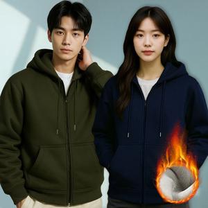 오버핏 기모 후드집업 겨울 점퍼 무지 후디