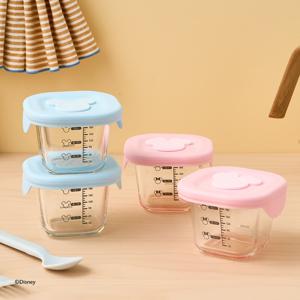 디즈니 미키, 미니 내열유리 이유식 용기 230ML 4P SET