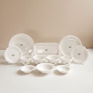 뉴욕 크림화이트 2인 그릇세트 12P 직사각접시 식기세트