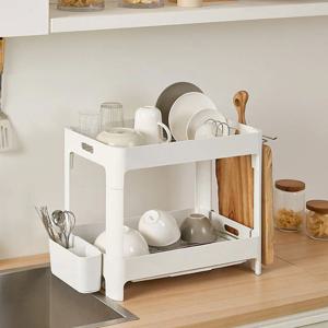 식기건조대 2단 물빠짐 접시정리 싱크대선반 설거지통
