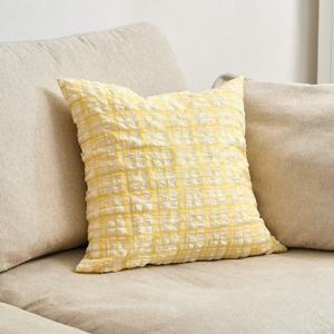 시어서커 텍스처 솜포함 쿠션 옐로우 50x50