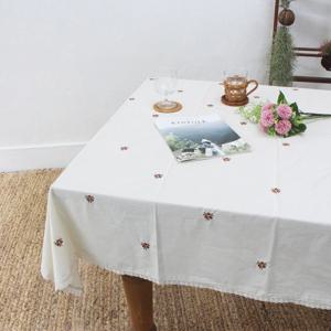 세송이 플라워 자수 린넨 광목 식탁보 4인용 6인용