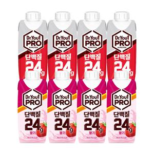 닥터유 프로 단백질 드링크 초코 250ml x4 + 딸기 250ml x4