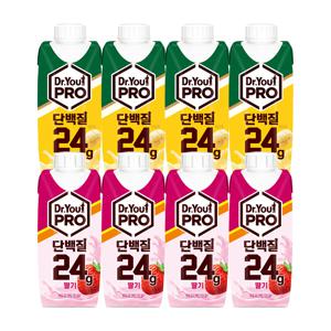 닥터유 프로 단백질 드링크 바나나 250ml x4 + 딸기 250ml x4