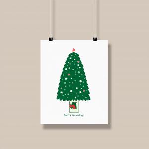 크리스마스를 즐기는 패브릭 포스터 SANTA IS COMING
