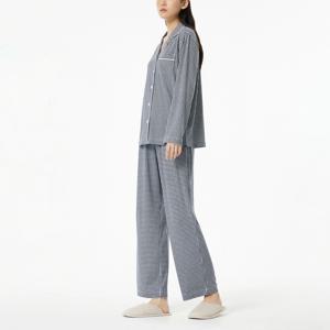 여 피치스킨 파자마 세트_체크 (3 colors)