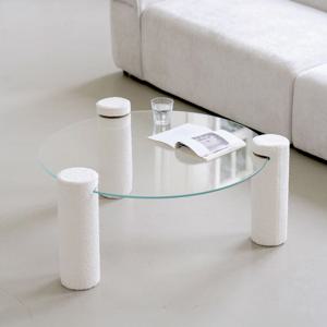 모넬 부클레 강화유리 거실 소파테이블(비정형/원형)