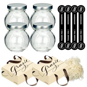 3분완성 초콜릿 젤리 소분 포장 용기 미니볼 100ml 유리병4개 패키지 선물상자