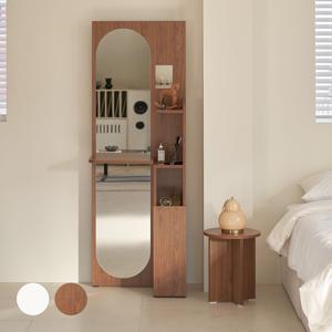 쿠폰가 99,900 I 플로우 국내제작E0 미니 틈새 전신거울 수납 선반 화장대 3type