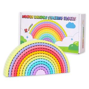 레인보우 원목 스태킹 블럭 창의 만들기 놀이 블록 컵 쌓기