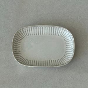 린넨베이지 둥근사각접시 MADE IN JAPAN