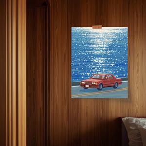 윤슬 바다 레트로 빈티지 일러스트 감성 포스터 인테리어 액자 A3