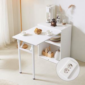 베스타 확장형 콘센트 수납장 식탁 선반장 접이식 주방수납장 홈바