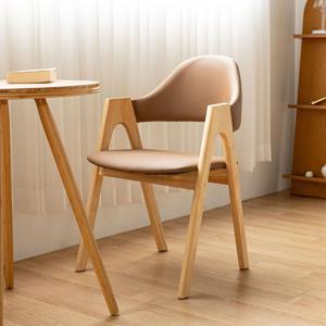 [리퍼] 비올렛 목재 의자 우드 원목 식탁 가죽 인테리어 디자인 2colors