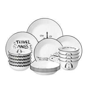 스누피앤찰리에디션 한국형 4인 16P 원형 찬기홈세트