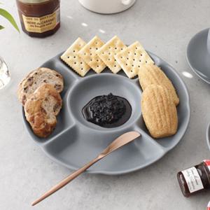 에크렌 무광 5칸 나눔 접시 도자기 반찬 구절판 월남쌈