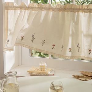 내츄럴 플라워가든 자수 주방커튼 바란스커튼