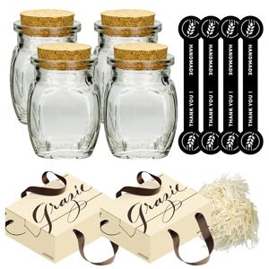 3분완성 초콜릿 젤리 소분 포장 용기 코르크 미니호박 100ml 유리병4개 패키지