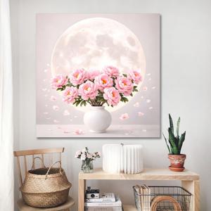 꽃 달항아리 모란 캔버스 액자 집들이 개업선물 거실 풍수 인테리어 그림