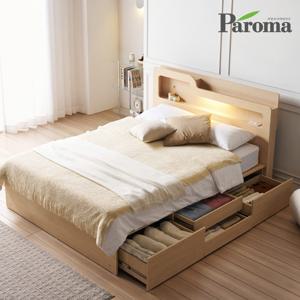 에단 LED 4서랍 평상형 킹사이즈 수납 침대 K